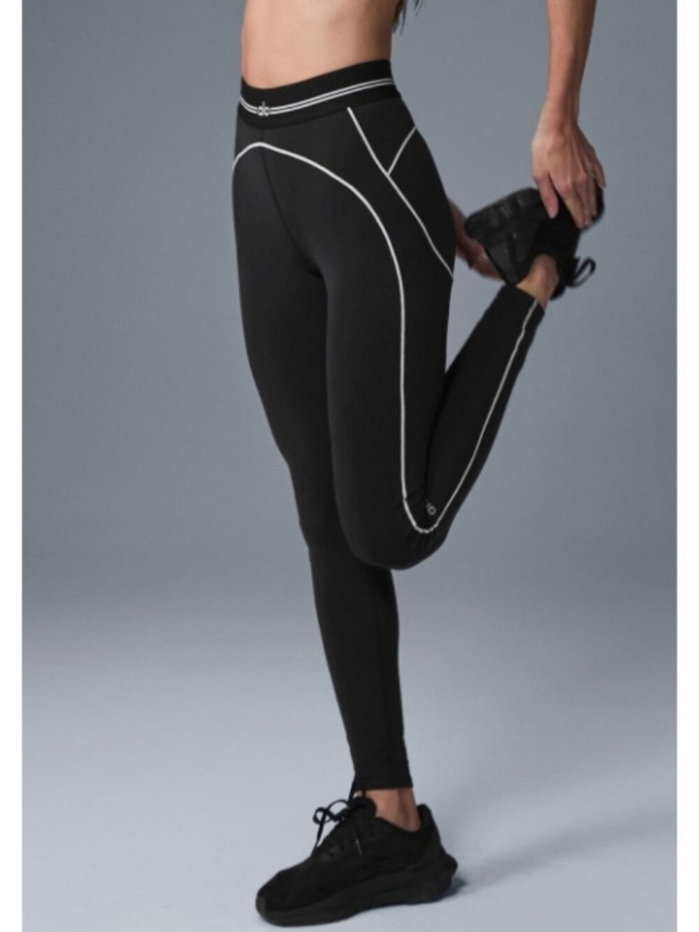 Alo Airbrush High-Waist Heart Throb Leggings Black White Hi-Rise Waisted Tights